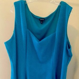 Plus Size Torrid Skater Dress - Teal w/Pattern